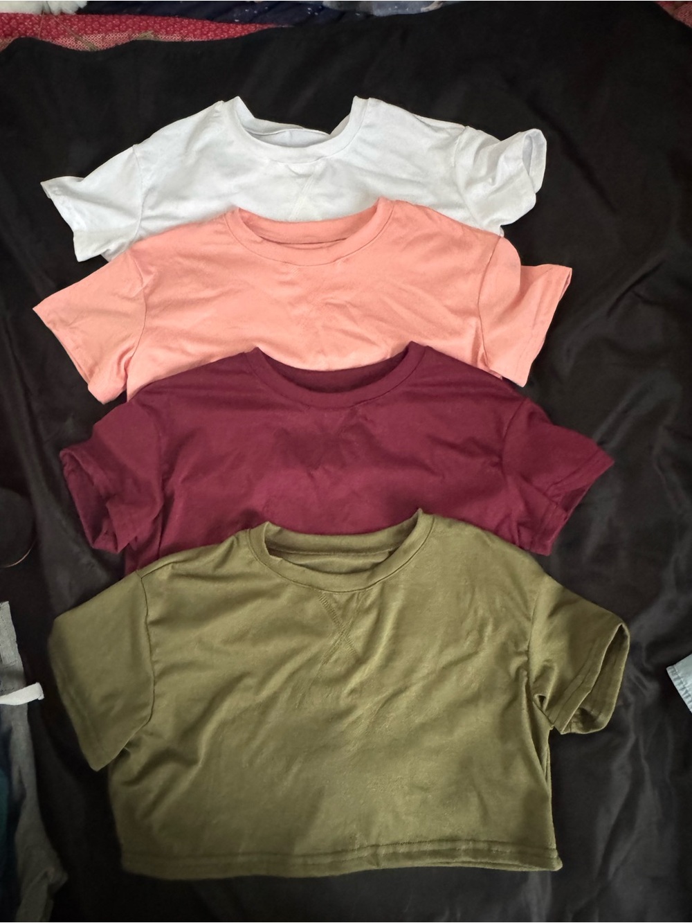 Little kids Cropped Crewneck T-Shirts - White, Pink, Burgundy, Olive sz 5-6y
